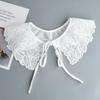 Women White Embroidery Fake Collars Sweet Lapel Blouse Top False Detachable Collar Shirt Faux Cols Tie Clothes Accessories