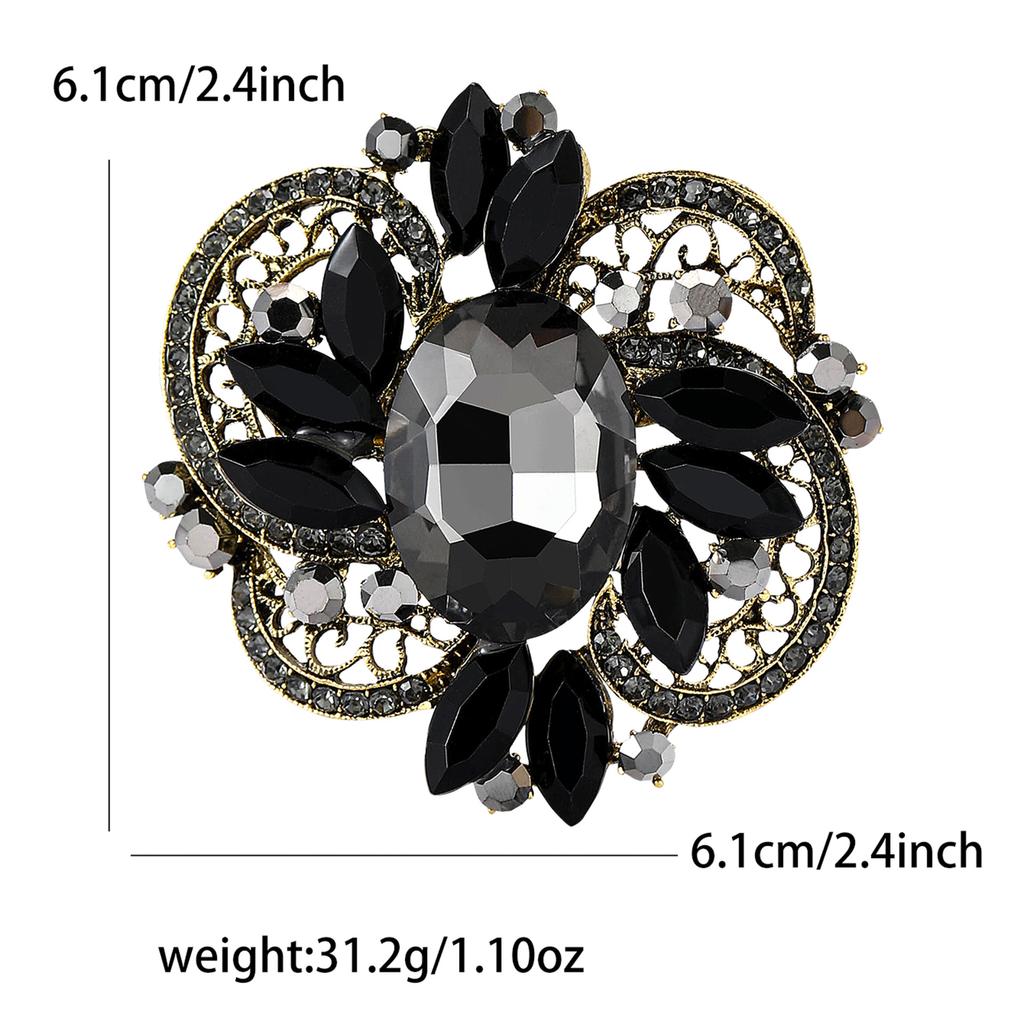 Fashion Personality Alloy Medium Glass Brooch Light Luxury Exaggerated Women'S Dress Coat Corsage Jewelry Pin