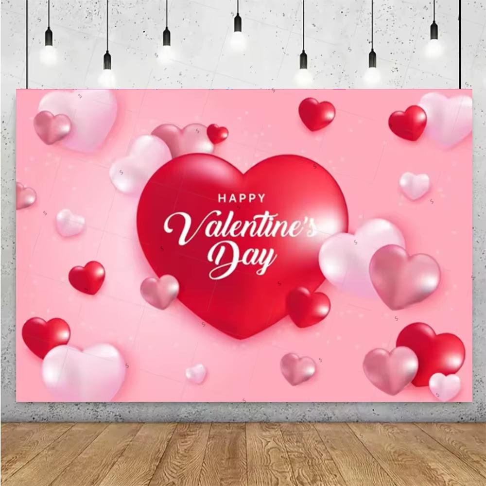 Balloon Red Love Heart Rose Background Happy Valentines Day Backdrop Supplies Valentines Day Party Decoration Photo Shoot Pro