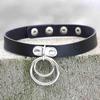 European & American Punk Style Leather Double Ring Choker Necklace