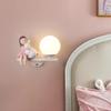 Resin Girls Rabbit Wall Light Glass Ball Led Wall Lamp Nordic Creative Living Room Bedroom Study Home Decor Cartoon Night Light