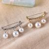 Pearl Fixed Strap Charm Safety Pin Brooch Sweater Cardigan Clip Chain Brooches