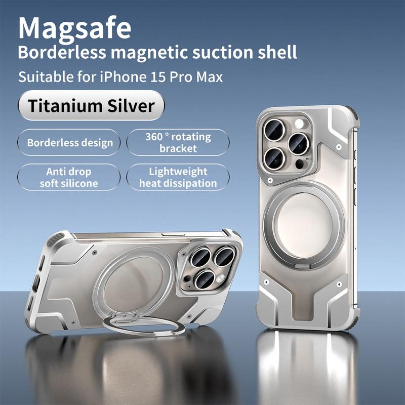 Aluminum Alloy Frameless Heat Dissipation Case For iPhone 17 Pro Max Air 16 15 14 13 Pro Max Wireless Charge Shockproof Magnetic Bracket Bumper Cover