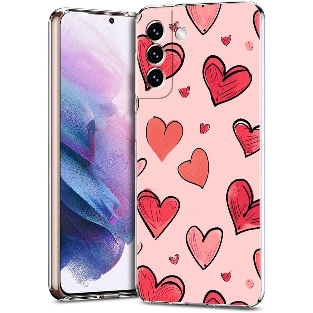 Красочный чехол-сердечко для телефона Samsung Galaxy S24 Ultra S23 FE S22 S20 S21 5G S10 S9 Plus S10E S8 Мягкий силиконовый прозрачный чехол