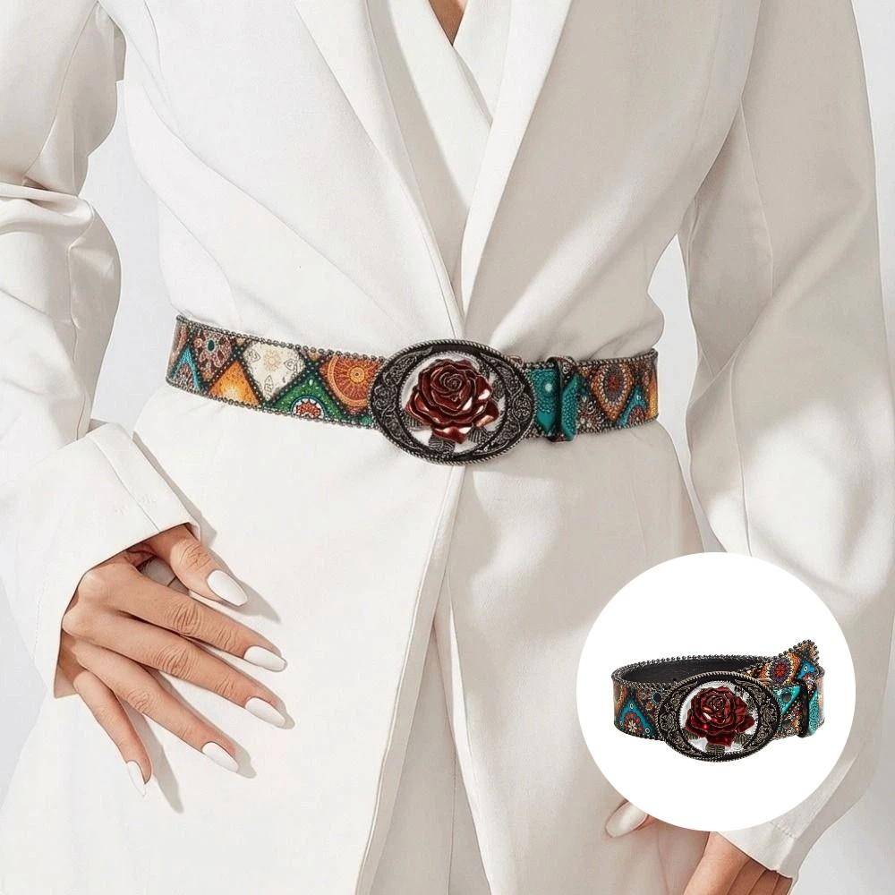 Rivet Design Women's Gothic Belt Rose Belt Buckle Punk Belt Waist Belt Clothing Accessories