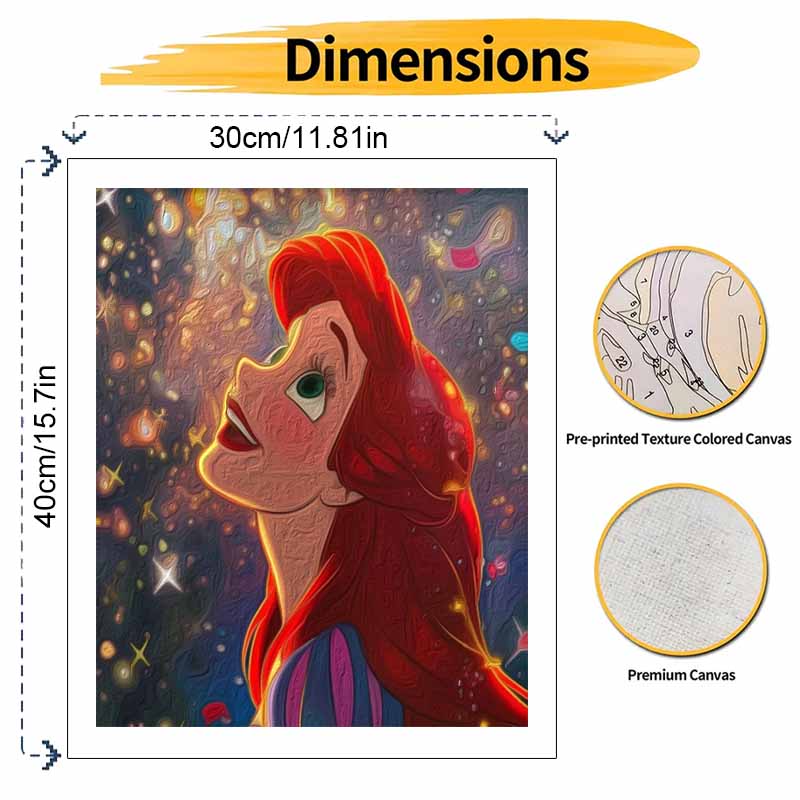 Disney Русалочка Масляная Краска Набор для Ручной Росписи Ариэль Арт Декор Классический Стиль Домашний Декор Современное Настенное Искусство Холст с Рисунком Ремесло Подарок