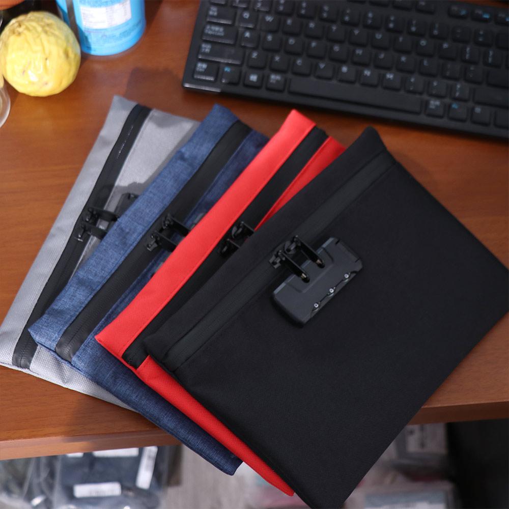 Zip Closure Money Bag with Lock Combination Lock Security Document Bag Camping