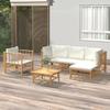 VidaXL Garden Lounge Set 6 Pcs with Cream White Cushions Bamboo 3155179