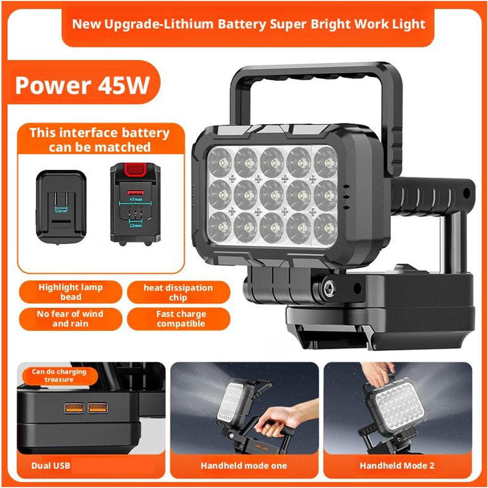 for Makita 18V Battery LED Work Light With USB Port 3 Inch Portable Flashlight Flood Lights Cordless Outdoor Tool Lamp BL1830