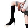 Fashion High Knee Boots Europe and America Sexy Stiletto Mid-calf Boots Women's Elastic Pointed Modern Boots Women Shoes