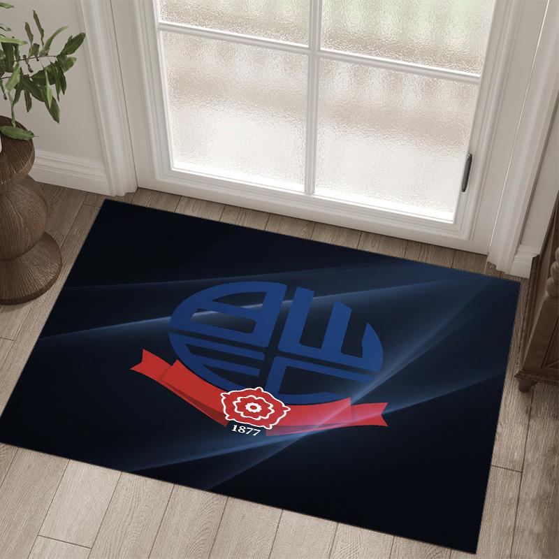 Bolton Wanderers FC Design Crystal Velvet Carpet Cozy Non?Slip Printed Rug For Bedroom Living Room Entrance