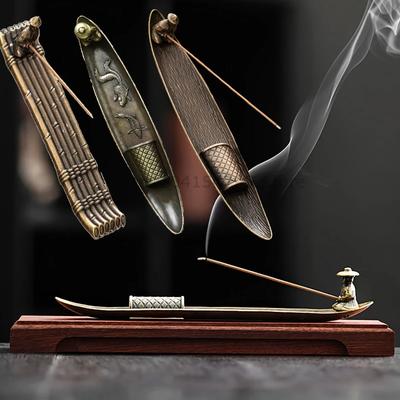 Креативная подставка для благовоний Ароматерапевтическое украшение Подставка для благовоний Лодка Старики рыбачат Японский стиль Подставка для аромапалочек Домашний декор