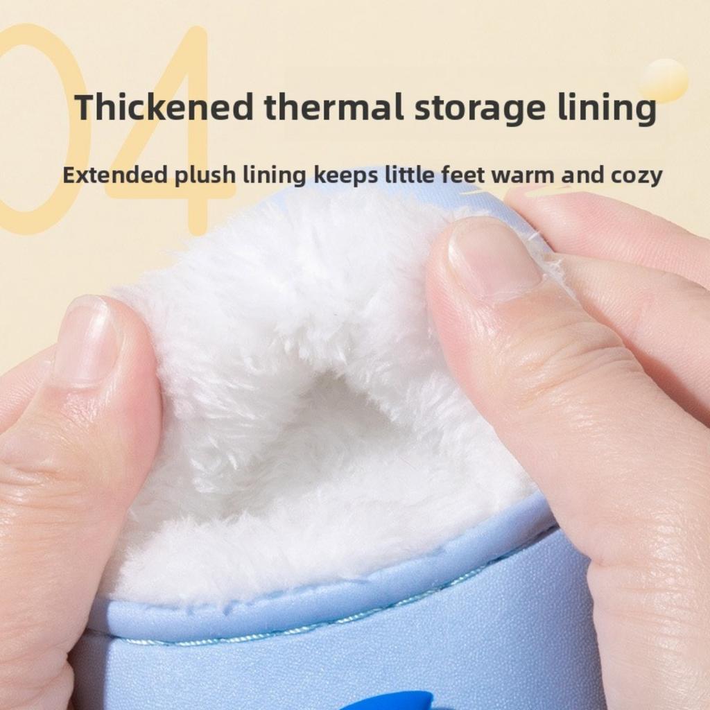 Winter Children's Cotton Shoes with Plush Insulation Cartoon Cotton Slippers for Boys and Girls, Cute Waterproof Fluffy Slippers