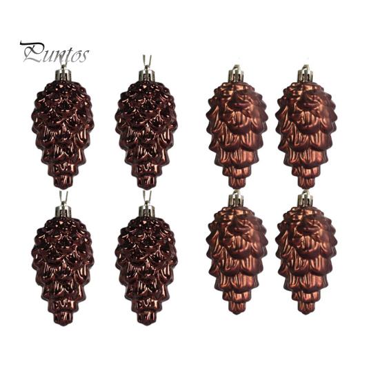 8 шт., подвески из сосновой шишки с ремешком, сверкающие яркие цвета, небьющиеся украшения для рождественской елки, реквизит для фотографий