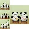 Sweet 12cm Plush Panda Keychain Hanging Accessory With Beautiful Flower Embellishments