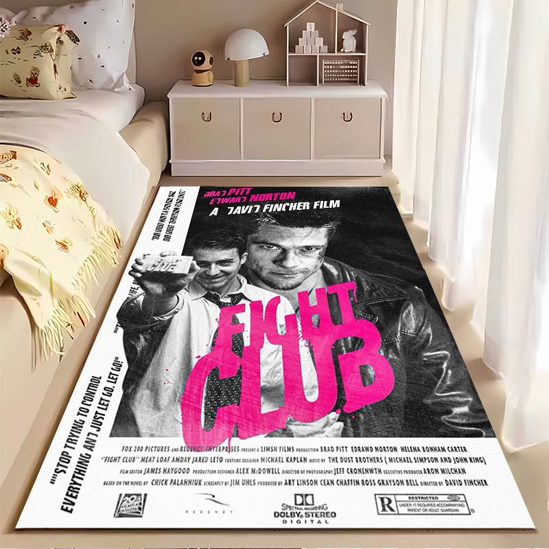 Area Rug, Fight Club 1999 Brad Pitt Edward Norton Pink Soap Graphic Poster, Living Room Decor, Non-Slip Mat
