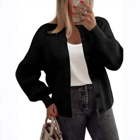 Women's Chunky Knit Cardigan: Long Sleeve, Round Neck, Button-Up, Autumn Fashion 2025.