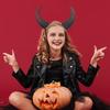 Devil Horn Headband Realistic Bull Horn Costume Accessory Gothic Halloween Dress Up Hair Hoop for Halloween Christmas Party Cosplay Events