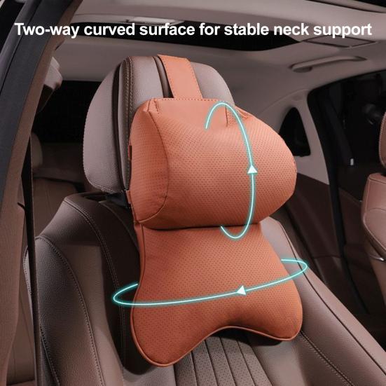 Car Neck Pillow Ergonomic Breathable Car Headrest Neck Cushion with Elastic Strap Adjustable Cervical