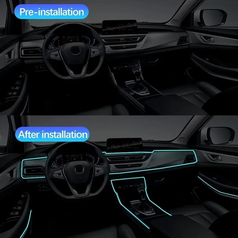 1/2/3/4/5/6 в 1 Освещение салона автомобиля RGB Голосовое управление Холодные световые полосы Неоновый декоративный свет