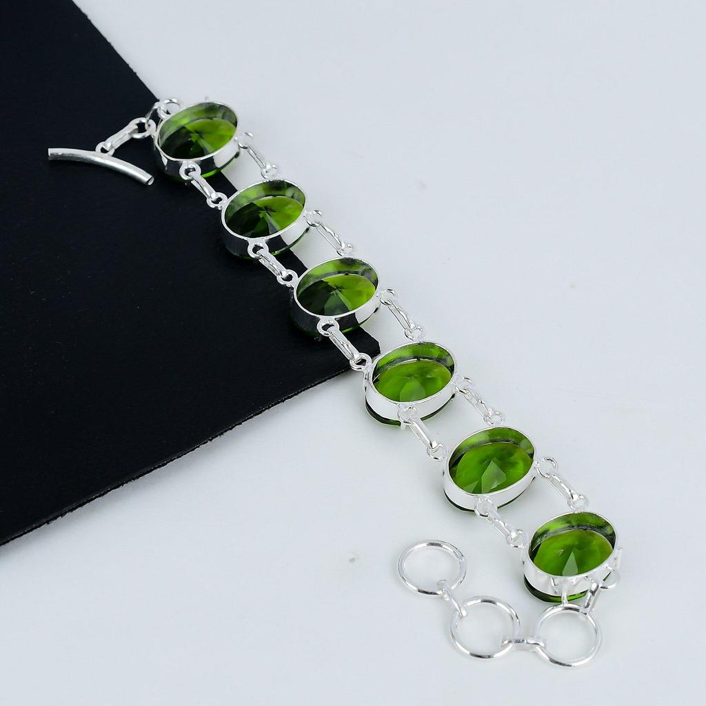 Удивительный браслет из драгоценного камня перидот ручной работы из серебра 925 пробы, браслет с перидотом для жены, браслет унисекс, подарок для мужчин