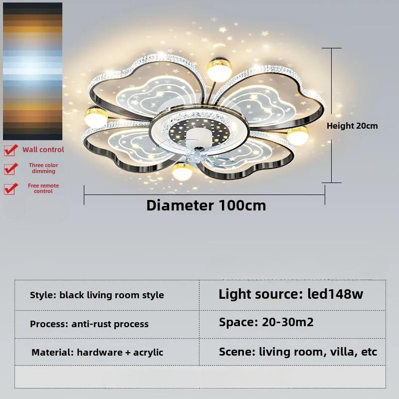 Люстра для гостиной, невидимый потолочный вентилятор, лампа, роскошный вентилятор Starlight