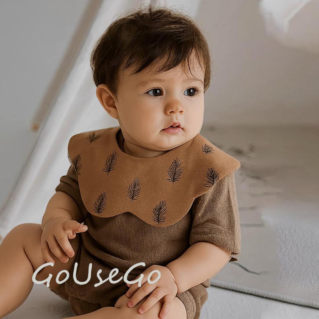 Reversible Baby Set of Cotton Solid for Boys and Cotton Baby Baby Shower Gift [GoUseGo] 360° Bibs, 5, 100% Smooth, Three-Layer Construction, Large,