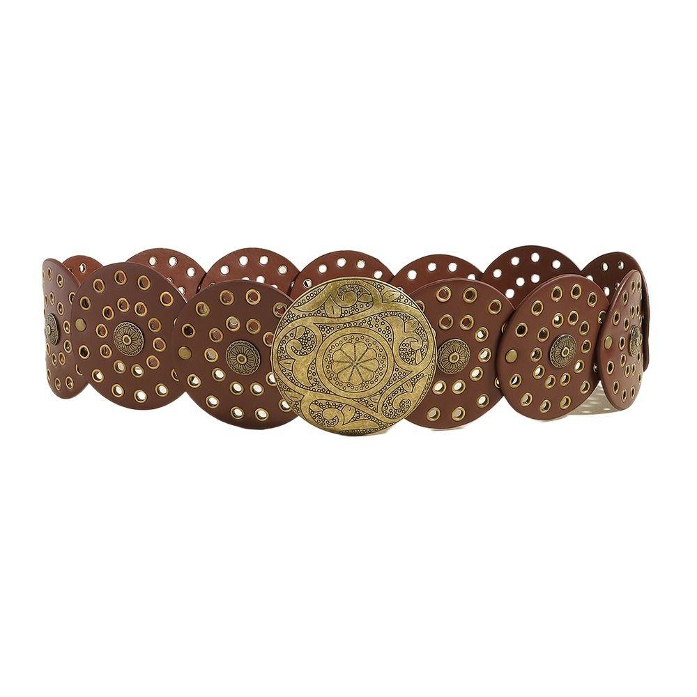 Metal Buckle Hollow Belt Y2K Wide Belts Vintage Disc Belts  for Women