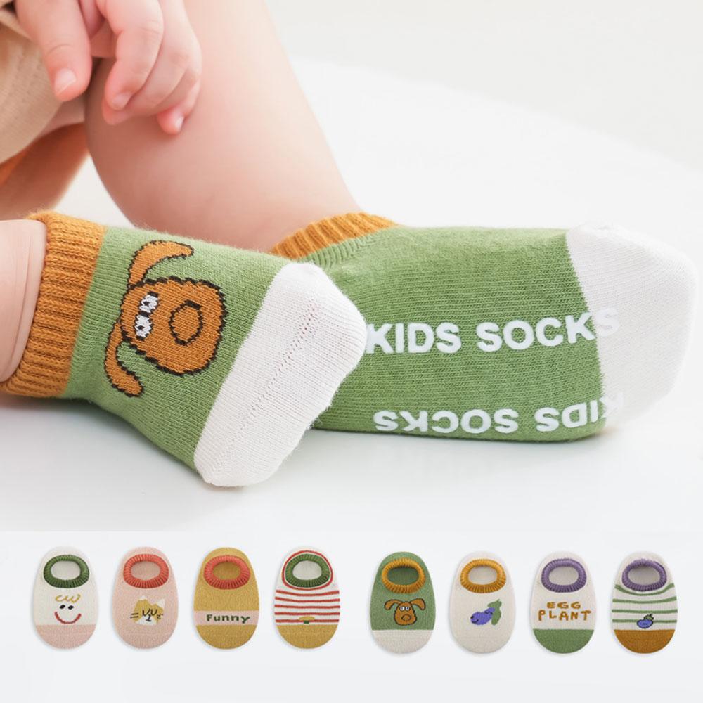 4 Pairs/Set Baby Socks Anti-slip Cartoon Cotton Socks For Girls And Boys Newborn Socks Spring Summer Kids Socks 0-8 Years Old