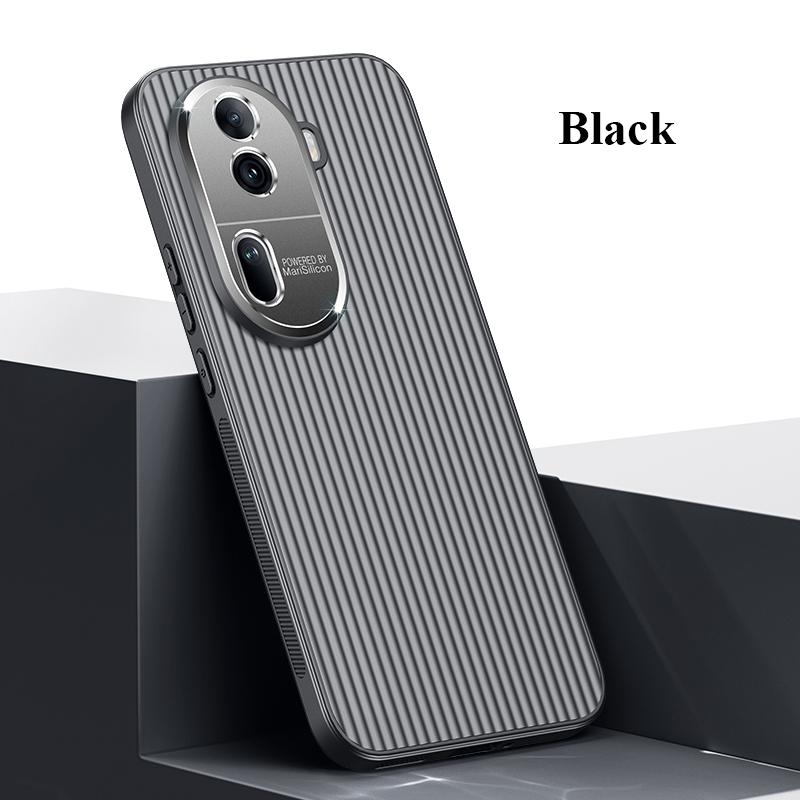 Для Oppo Reno 12 11 Pro металлическая защита объектива «все включено» с прямыми краями, гофрированная, нескользящая противоударная задняя крышка для ПК