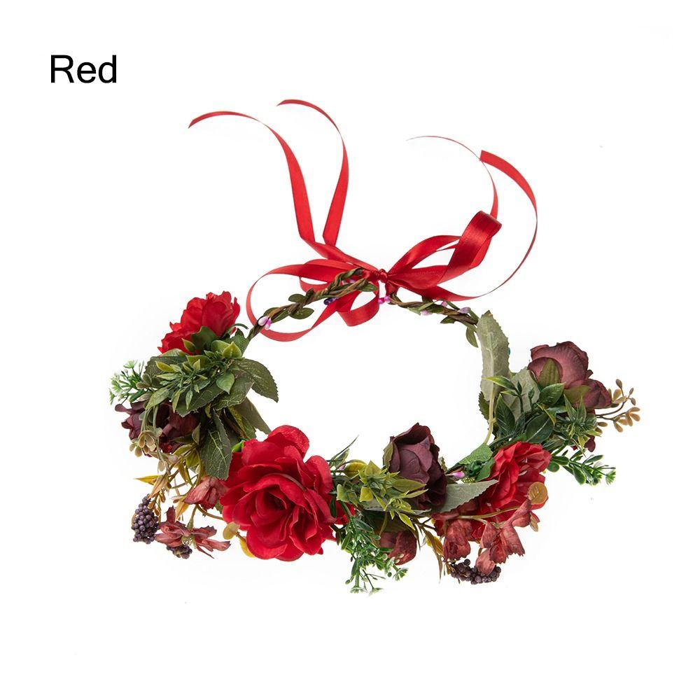 Rose Flower Headband Festival Wedding Hair Wreath Bohemian Headwear for Women Girls