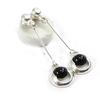 [I2566] - Silver Earrings 'Déesse Noir De Jais' Silver-black (rhodium-plated) - 37x9 Mm