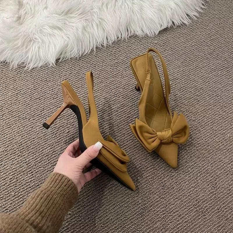 Fashion 2024 New Women Shoes Summer Butterfly Knot Women Slingbacks Heels Shoes Sexy Dress Thin Heel Pointed Toe Ladies High Heels Women