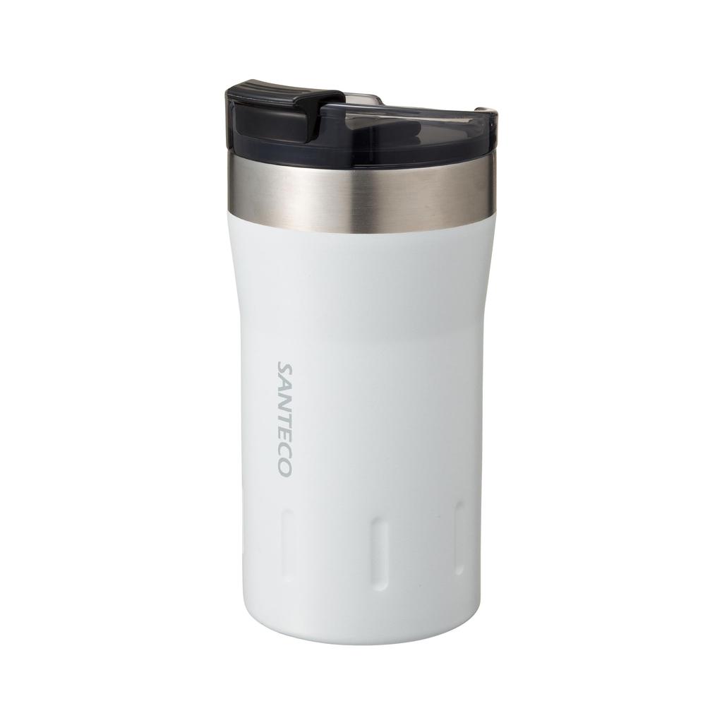 CB Japan KARIBA Tumbler with Lid, Vacuum Insulated, Stainless Steel, Double-Walled, White, 350ml, Locking Mouth, SANTECO