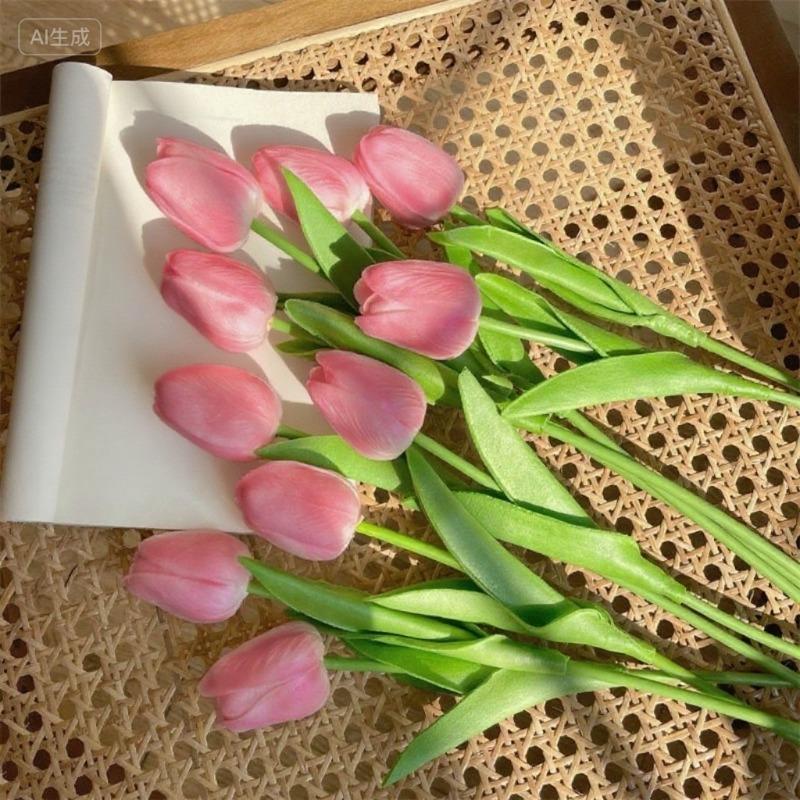 1-20Pcs Tulip Flowers Artificial Tulip Bouquet PE Foam Fake Flower for Wedding Ceremony Decor Home Garden Bouquet Decoration