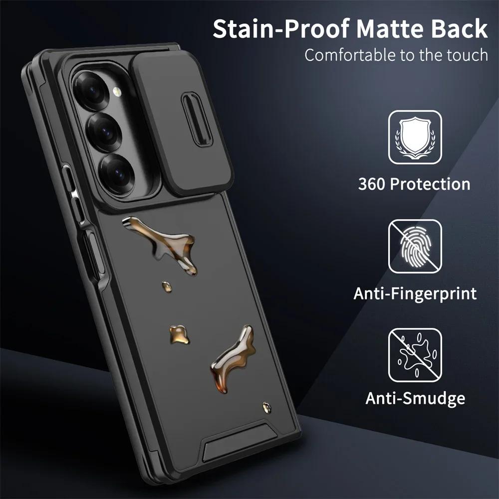 Роскошный чехол для телефона с защитой камеры-слайдера для Samsung Galaxy Z Fold 7 6 5 Fold6 Fold4 Fold5 ZFold7 Противоударная бронированная задняя крышка