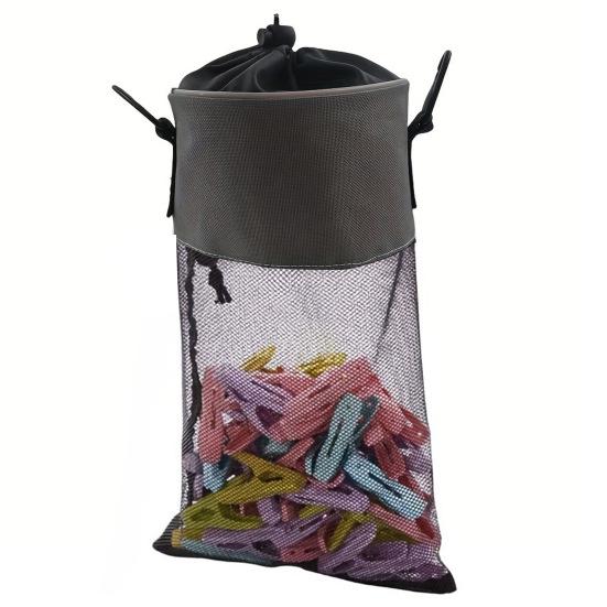 Сетчатый держатель для мешка с прищепками с затягивающимся шнурком, дышащий, влагостойкий, органайзер для хранения прищепок большой вместимости