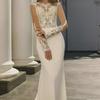 Elegant European-American High Waist Backless Lace Fishtail Wedding Dress