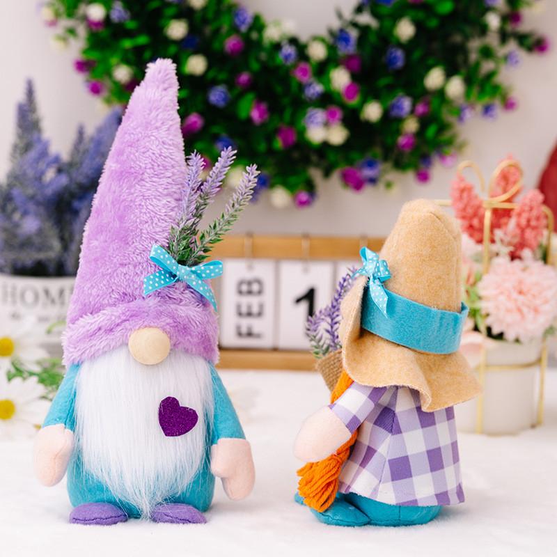 Adorable Lavender Love Heart Faceless Doll Figurine Creative Rudolf Decoration Piece