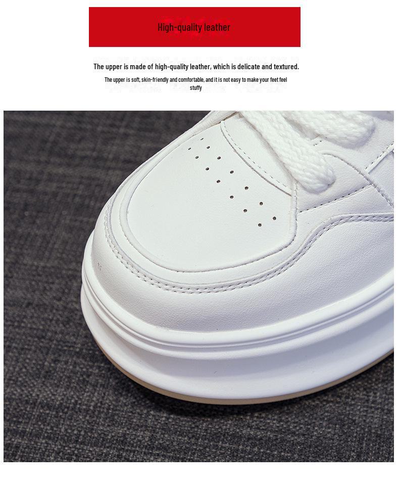 Весна 2025 Белые кожаные кеды на платформе – Повседневные женские туфли на танкетке