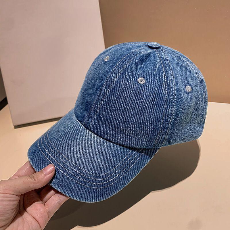 Vintage Solid Color Denim Baseball Cap Versatile Washed Minimalist Style Duckbill Cap Face Slimming Unisex Street Sun Hat