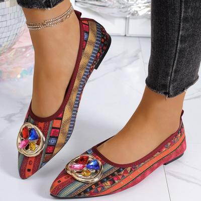 Женские туфли-лодочки на низком каблуке с металлической пряжкой среднего размера, с граффити, с острым носком, с низким вырезом, в стиле ретро, в римском стиле, новая осенняя обувь