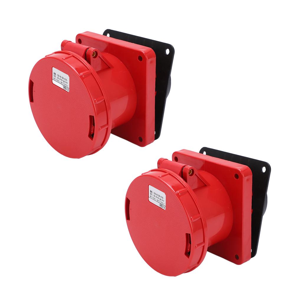 2pcs Industrial Straight Sockets 125A 3 Phase IP67 Waterproof Flush Mounting 380415V(3P+N+E 5Pin )
