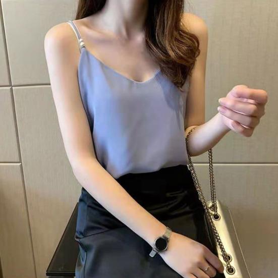 Женский жилет без рукавов с открытой спиной, однотонный, с V-образным вырезом, с низким вырезом, атласный, мягкий