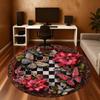 1PC butterfly flowers Office Round Area Rug, Under Office Chairs Bedroom Living Room Home Decor, Carpet for Office -1110142