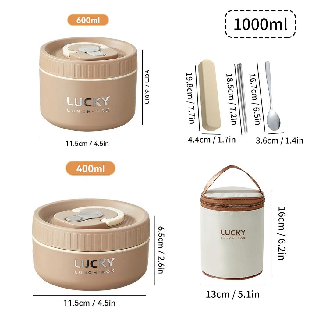 304 Stainless Steel Insulated Bento Box Microwave Heatable Round Sealed Thermal Lunch Box For Kids Students Food Container