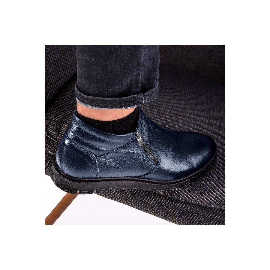 Мужские повседневные стильные ботинки из натуральной кожи на резиновой подошве с меховой подкладкой