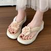 Fashion Flower Women Flip Flops Wedges Slippers Flat Sandals Casual Shoes Woman 2025 Trend Beach Clip Toe Summer Platform Comfort Slides
