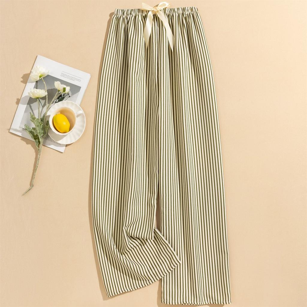 Women's Casual Fashion Sleep Pants Striped Loungewear Pants Wearable As Outerwear High-Waisted Pants