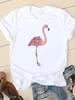 Graphic Tee T-shirts Short Sleeve Ladies Casual Clothing Flamingo Beach 90s Trend Summer Women Fashion Female T Shirt Clothes